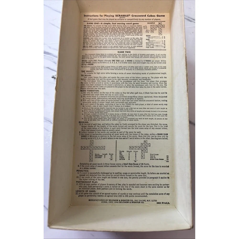 1968 game Scrabble crossword cubes